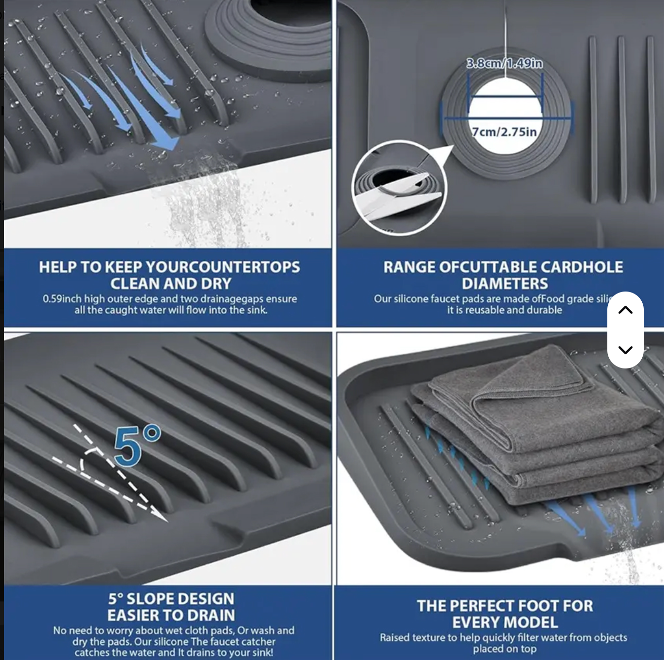 Protector de Fregadero de Silicona Antisalpicaduras (Ajustable y Plegable) – Mantén tu Cocina Seca y Limpia