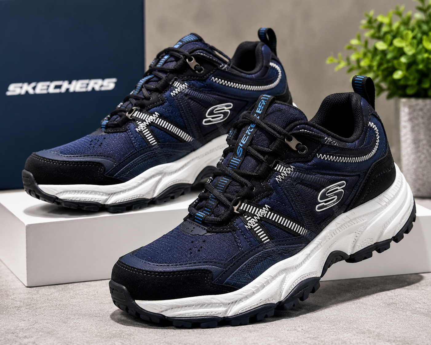 Skechers Vigor AT Durango Hombre Azul Marino Original Talla 38 Venezuela