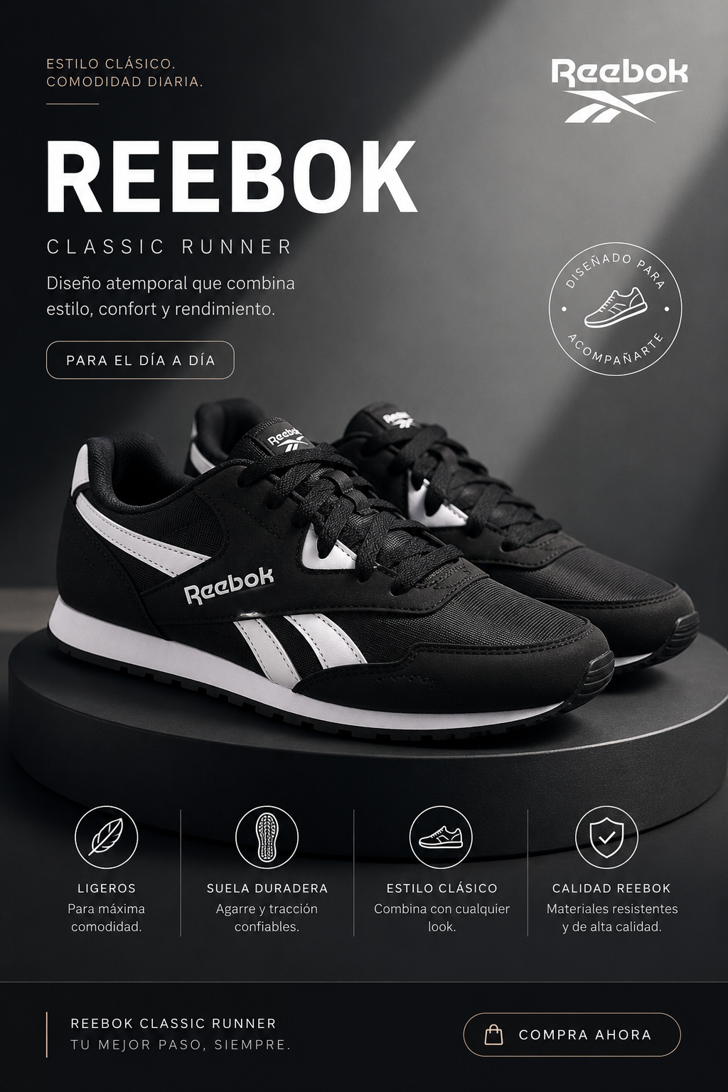 Reebok Royal Classic Jogger Negro Blanco | Tenis Deportivos Originales Talla 6