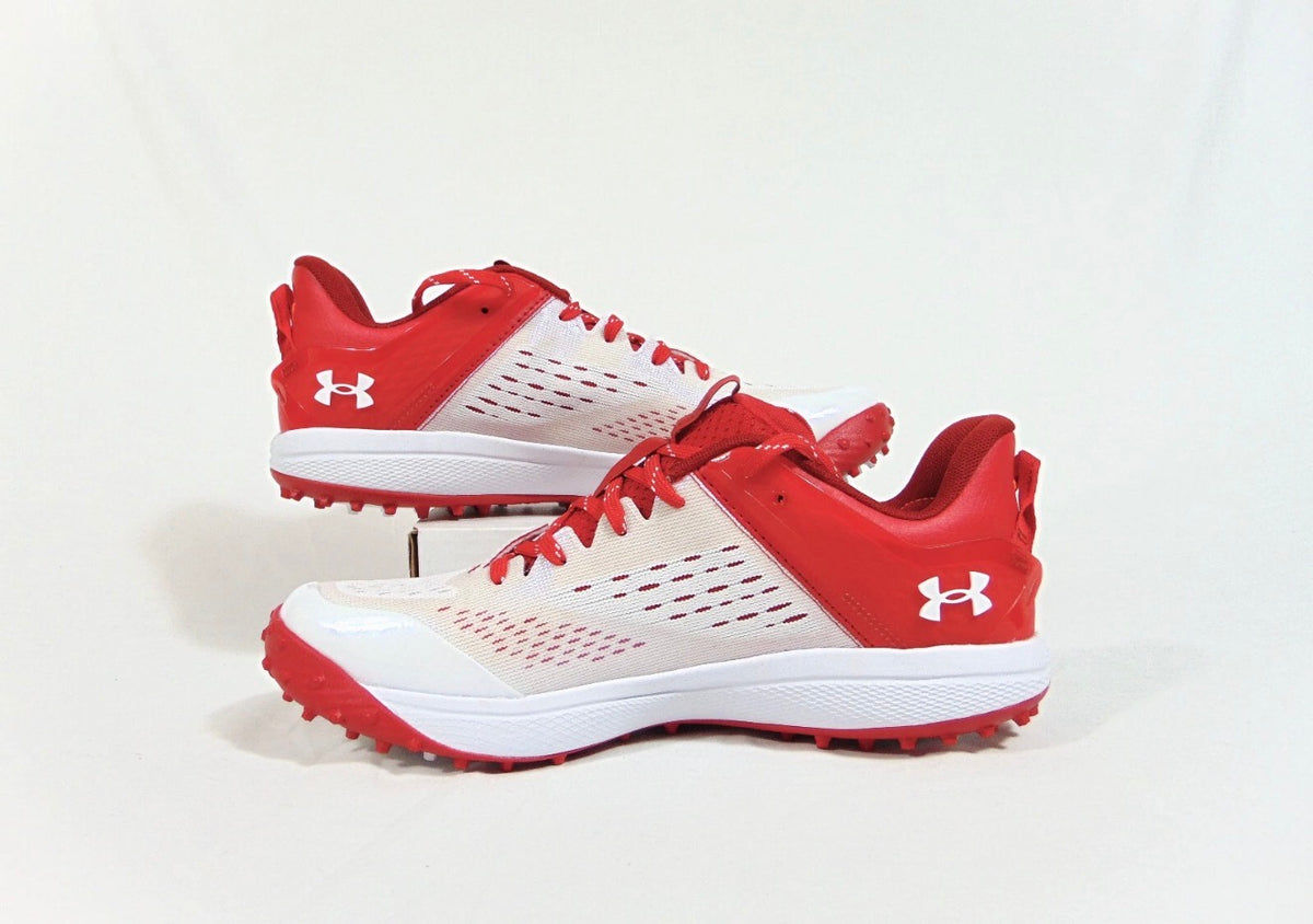 Under Armour UA Yard Turf – Zapatos de Béisbol Rojo/Blanco - Talla 11