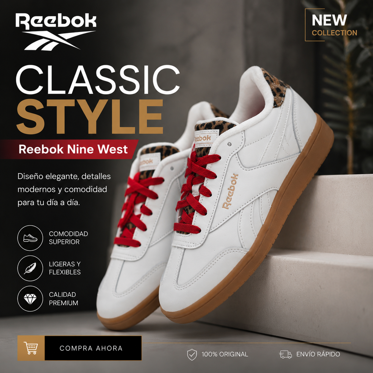 Reebok Club C Mujer Blanco Animal Print Edición Fashion