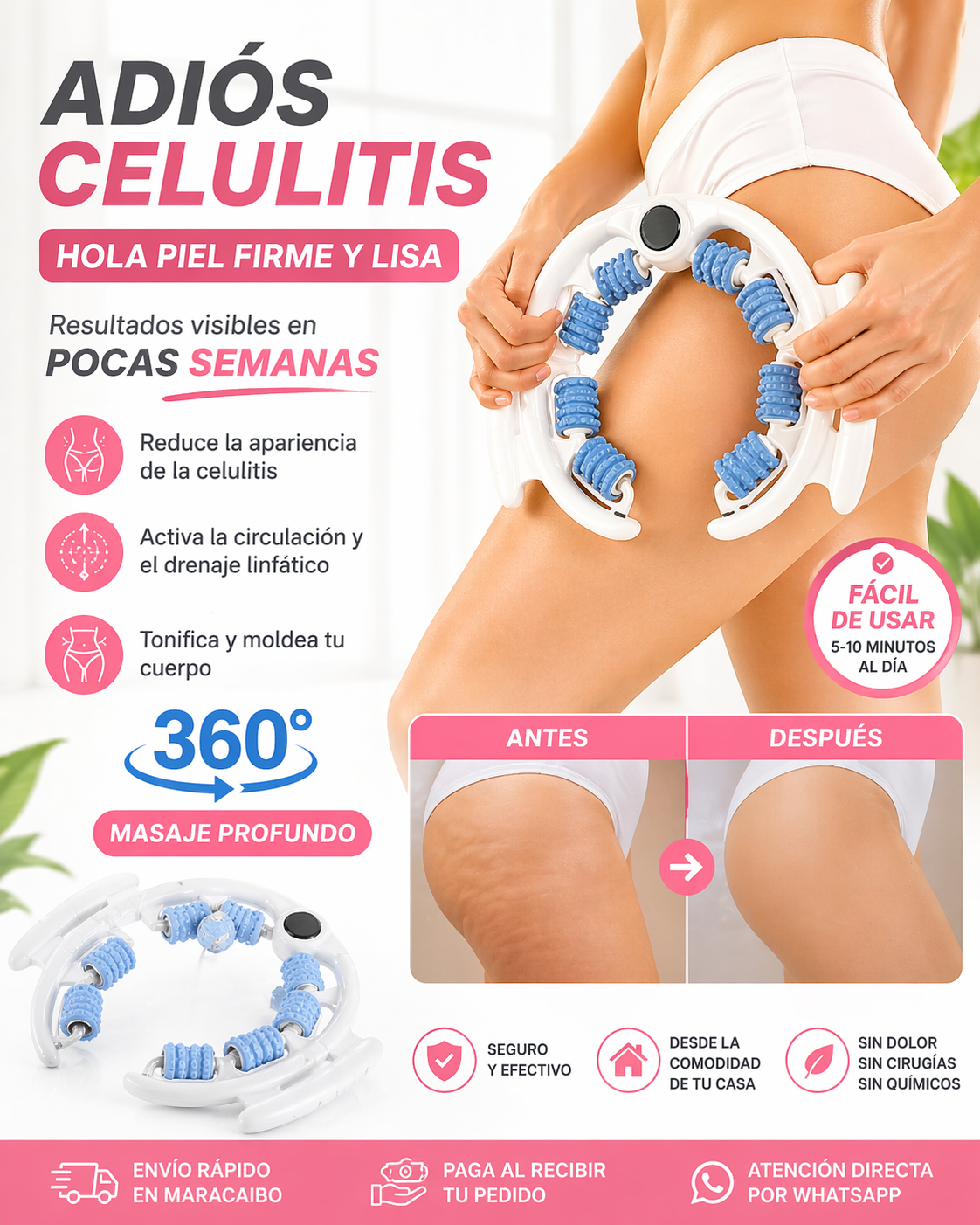 Reductor Anticelulitis 360° | Tonifica y Mejora la Piel desde Casa (Masajeador Corporal)