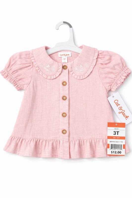 BLUSA BEBE CAT & JACK 3T ROSADA BORDADA ELEGANTE Y COMODA (Copia) (Copia)