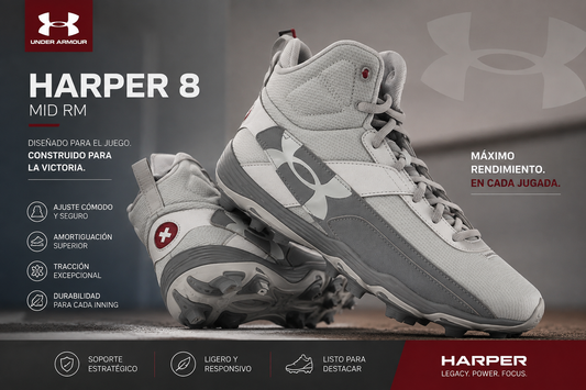 Tacos de Béisbol Under Armour para Hombre Gris  Bryce Harper | Cleats de Alto Rendimiento y Máxima Tracción