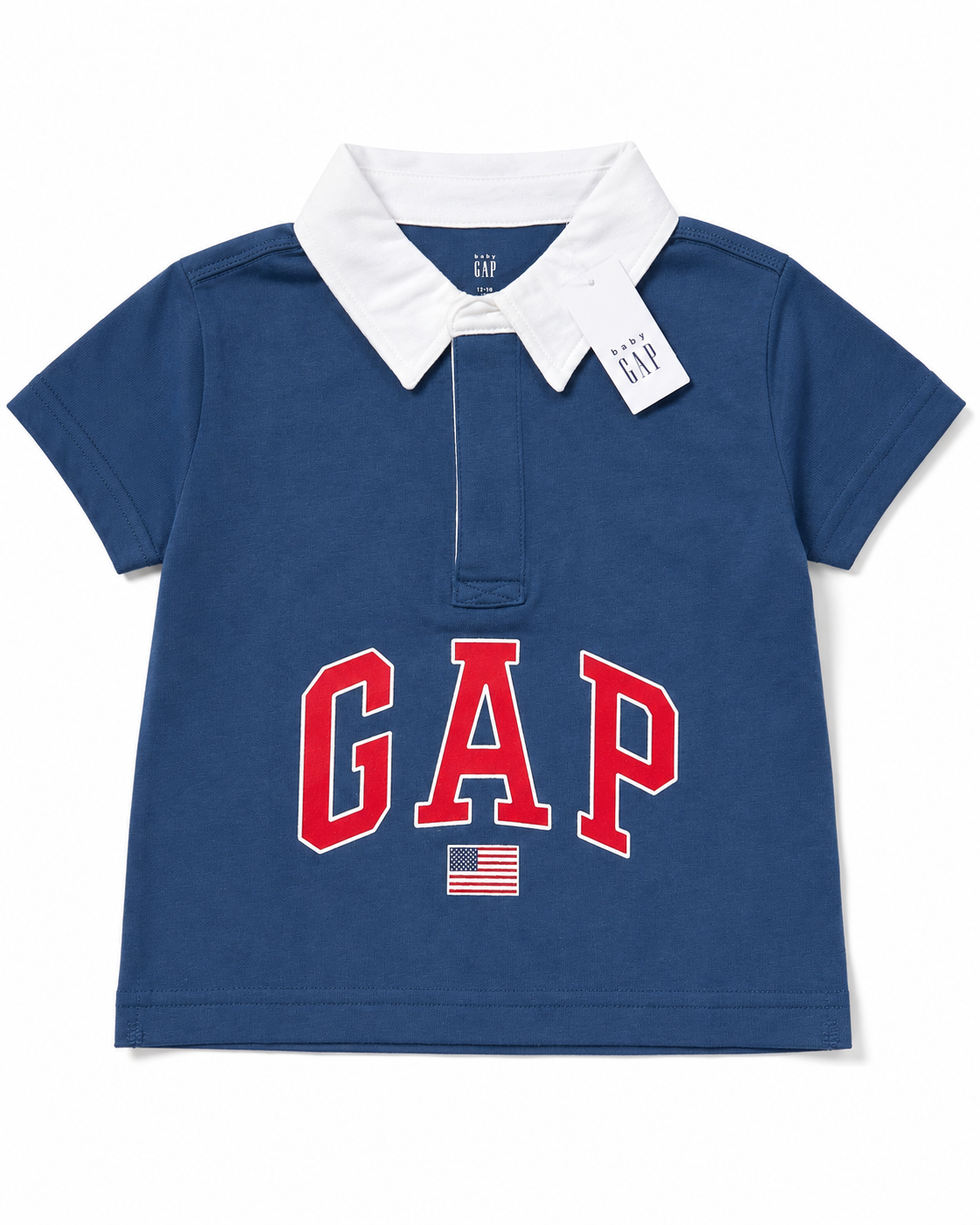 Polo Baby GAP Original Azul con Cuello Blanco para Niño 2 Años (33-36 in / 30-33 lbs)
