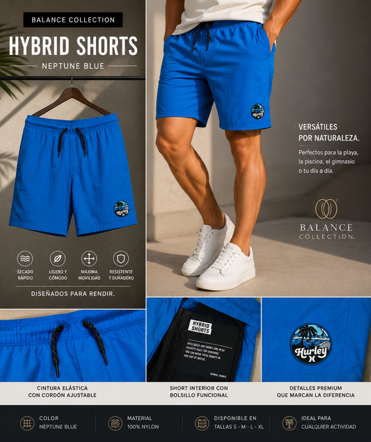 Hurley Hybrid Shorts Niño Azul Neptune Blue Talla M Original