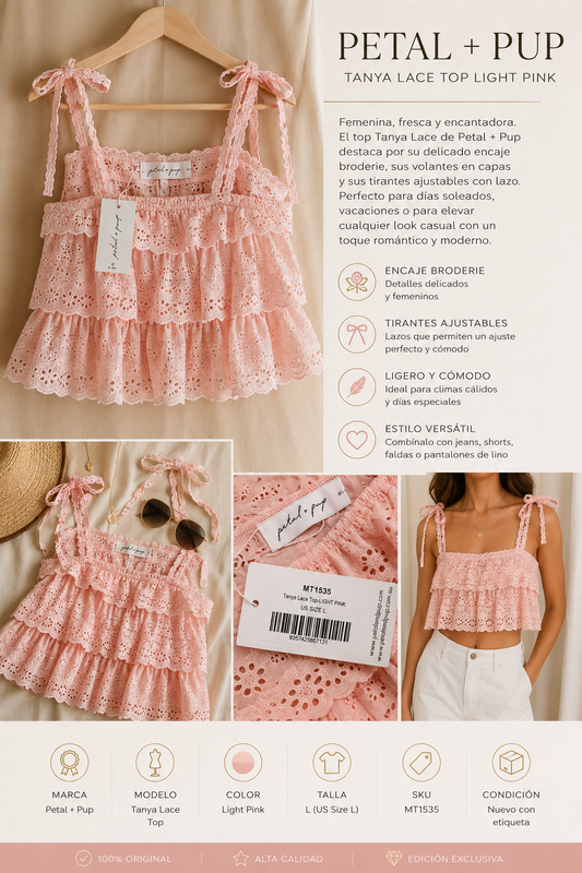 Top Rosado Petal + Pup Original Talla L Nuevo