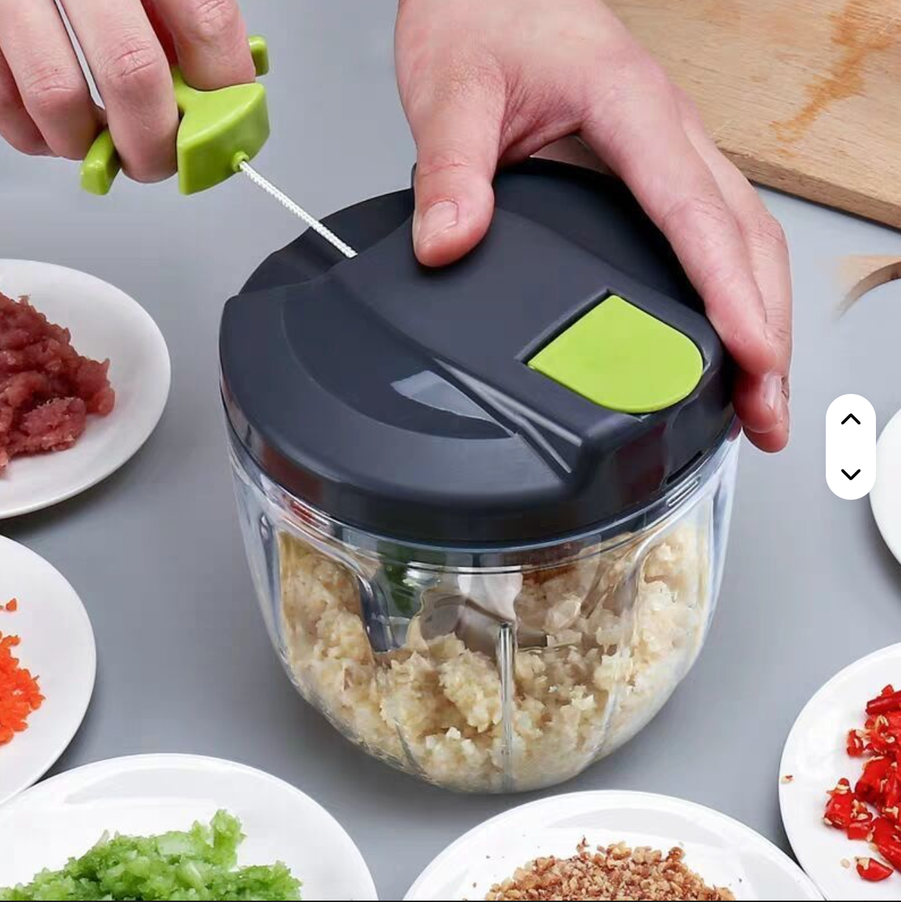 Manual Vegetable Chopper – Fast Food Cutter, Kitchen Prep Tool (Pull Cord)