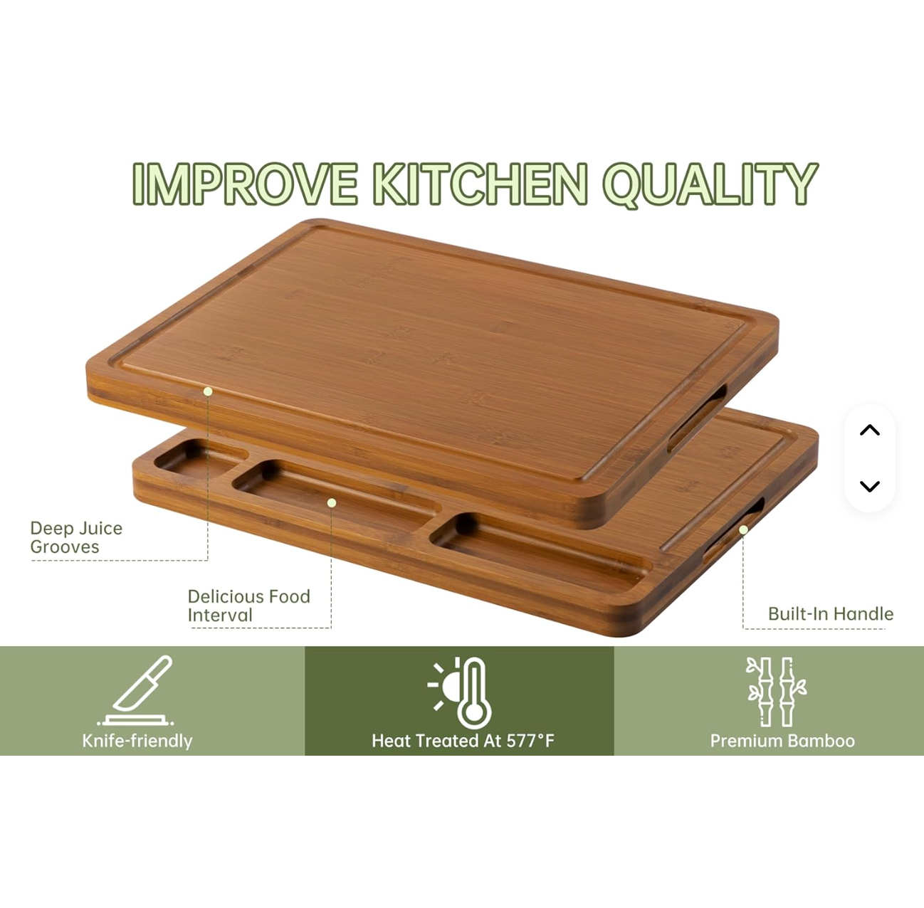 “Tabla de Cortar de Bambú Premium Grande (Resistente y Antibacteriana) – Ideal para Cocina y Charcutería”