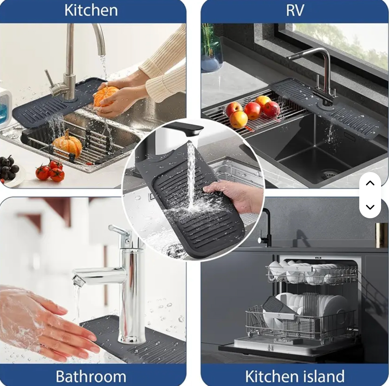 Protector de Fregadero de Silicona Antisalpicaduras (Ajustable y Plegable) – Mantén tu Cocina Seca y Limpia