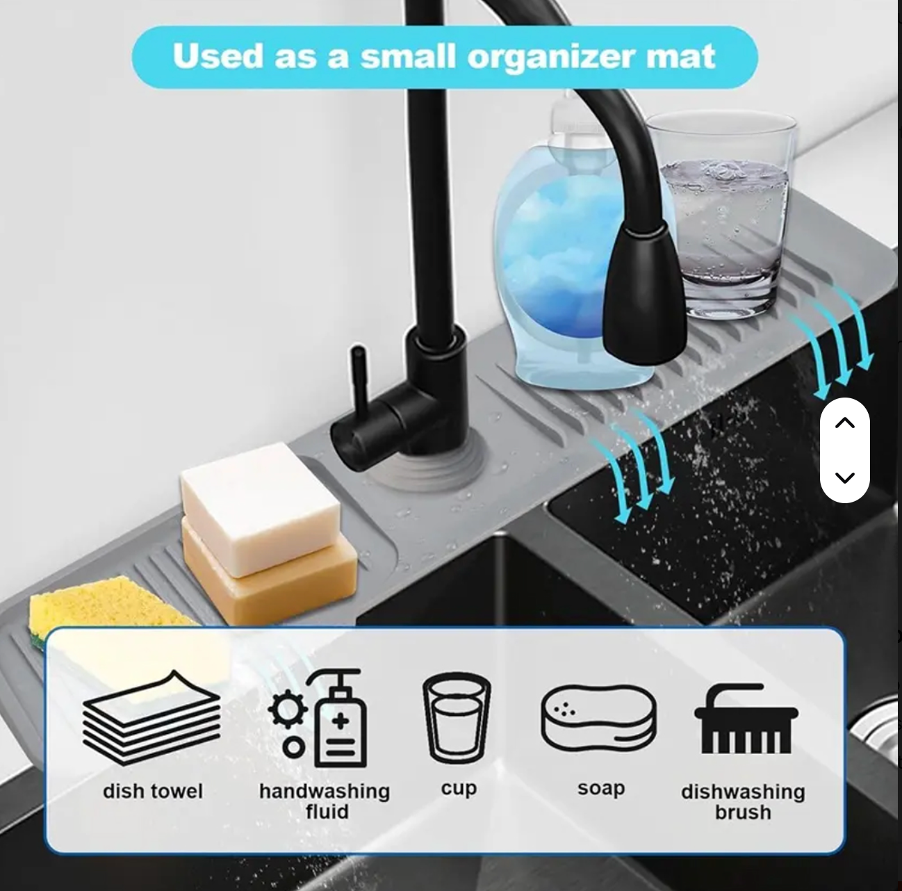 Protector de Fregadero de Silicona Antisalpicaduras (Ajustable y Plegable) – Mantén tu Cocina Seca y Limpia