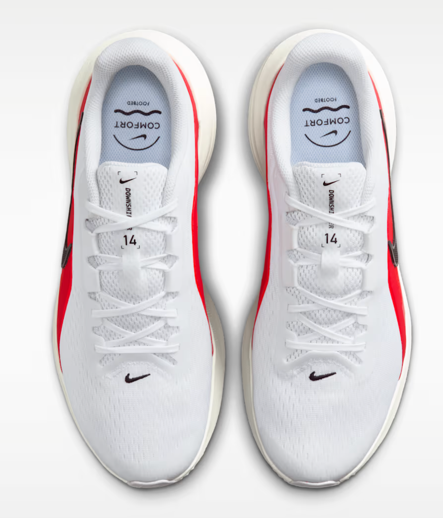 Nike Downshifter 14 Hombre Blanco/Rojo Zapatos Deportivos Running Originales