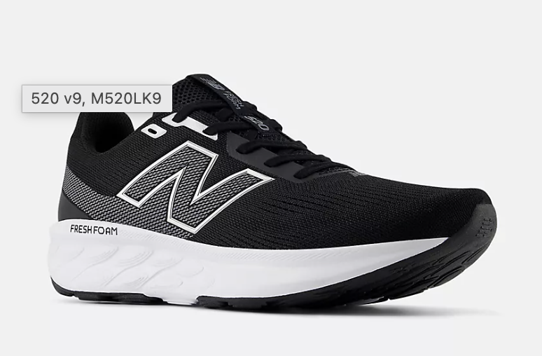 New Balance 520 v9 Hombre Running Negro/Gris Original