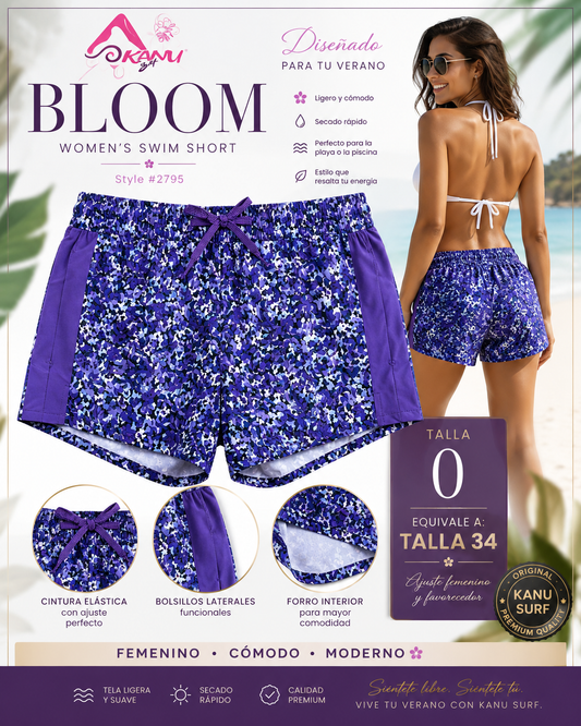 Short Traje de Baño Mujer Kanu Surf Bloom Purple Original Talla 34 (USA 0)