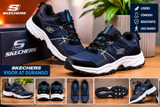 Skechers Vigor AT Durango Hombre Azul Marino Original Talla 38 Venezuela