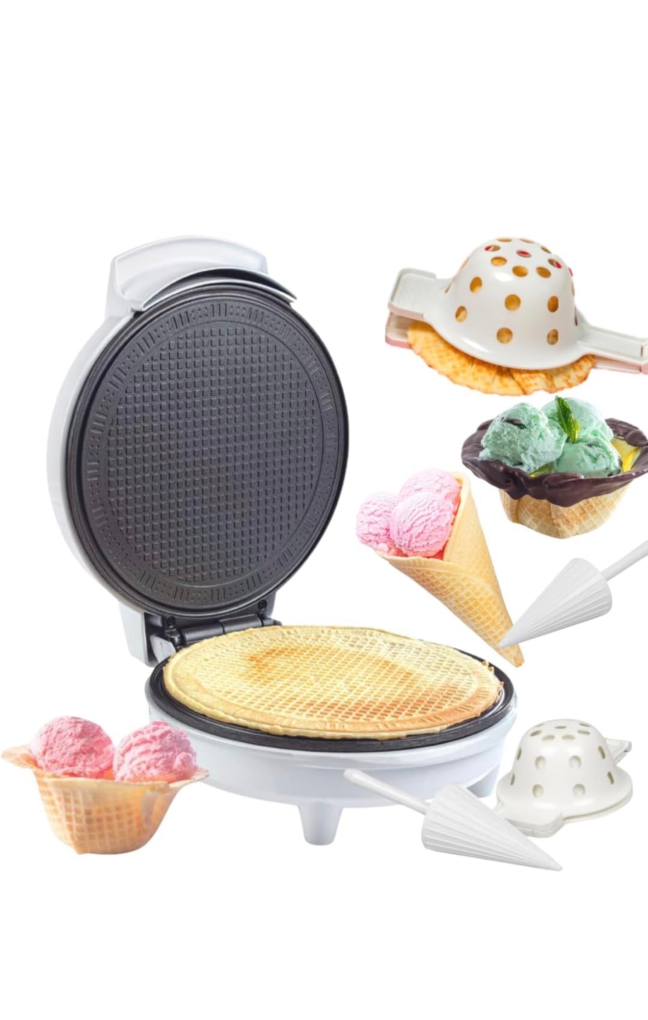 Máquina para Conos y Bowls de Helado CucinaPro – Haz Barquillas Caseras en Minutos