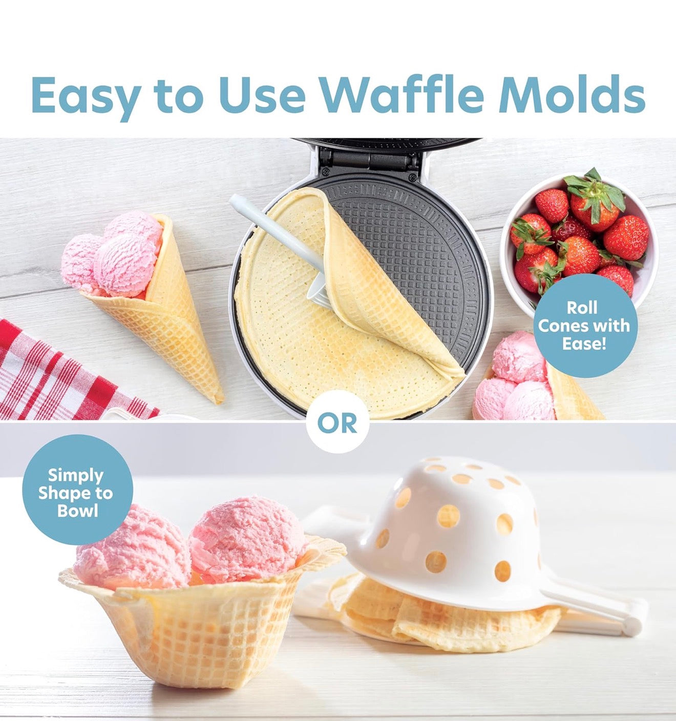 Máquina para Conos y Bowls de Helado CucinaPro – Haz Barquillas Caseras en Minutos