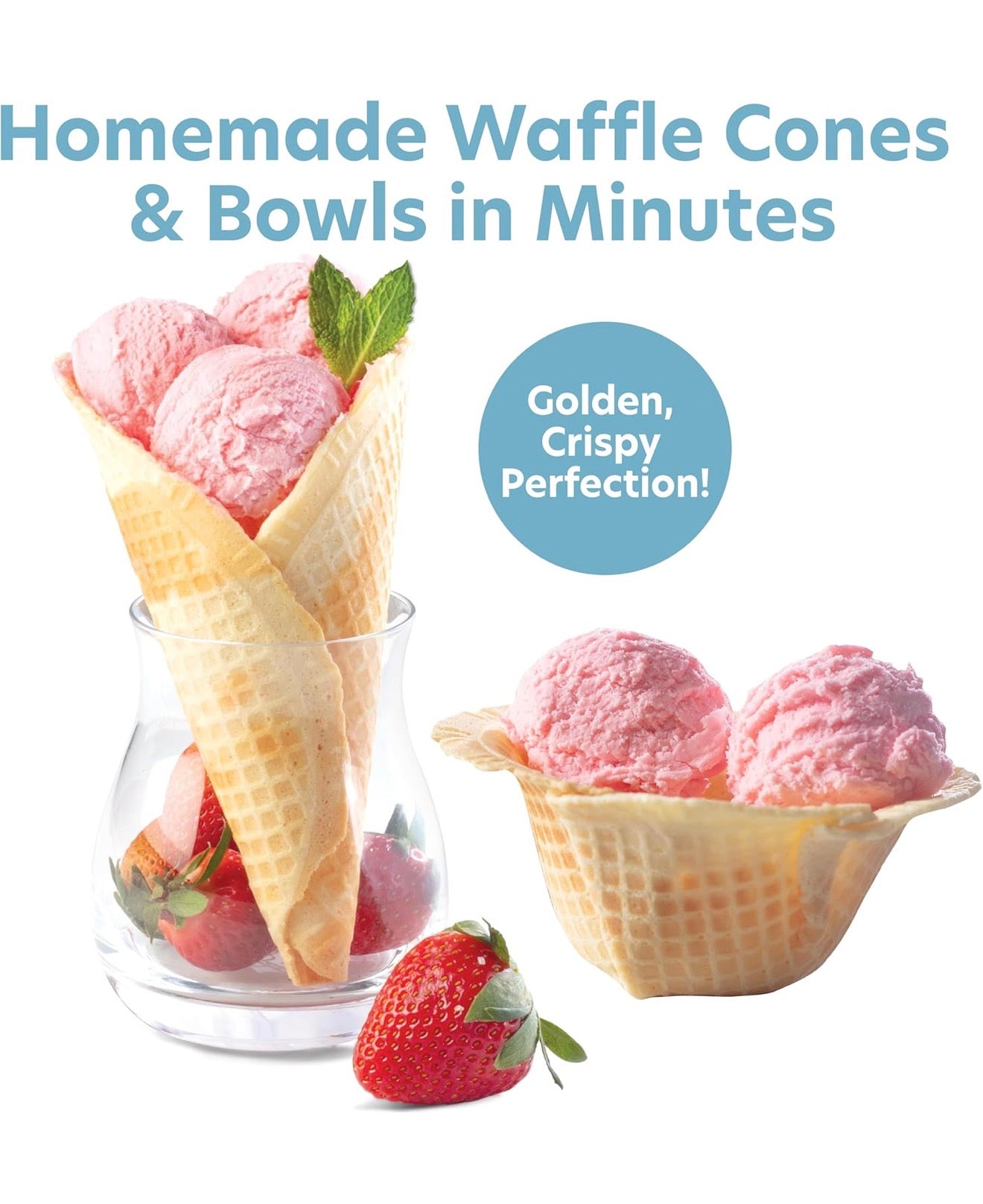 Máquina para Conos y Bowls de Helado CucinaPro – Haz Barquillas Caseras en Minutos