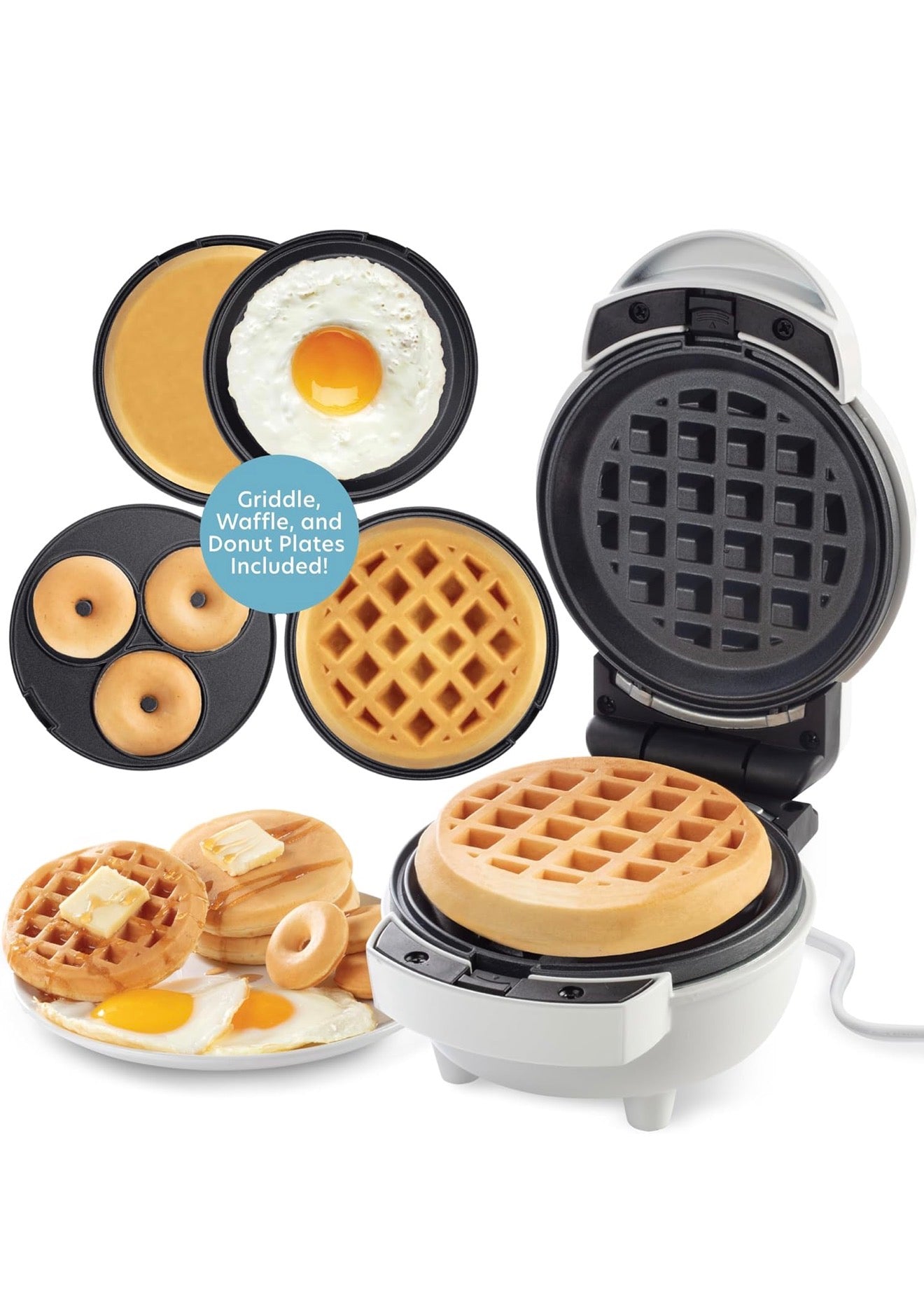 Mini Máquina de Desayuno 3 en 1 CucinaPro – Waffles, Donas y Plancha en Casa