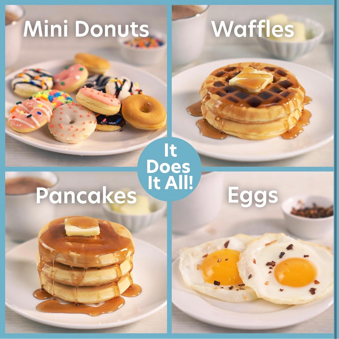 Mini Máquina de Desayuno 3 en 1 CucinaPro – Waffles, Donas y Plancha en Casa