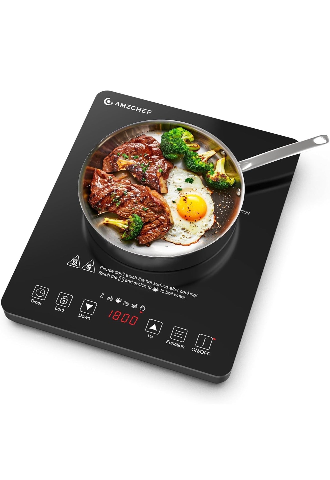 Cocina de Inducción Portátil AMZCHEF – Eléctrica, Rápida y Segura