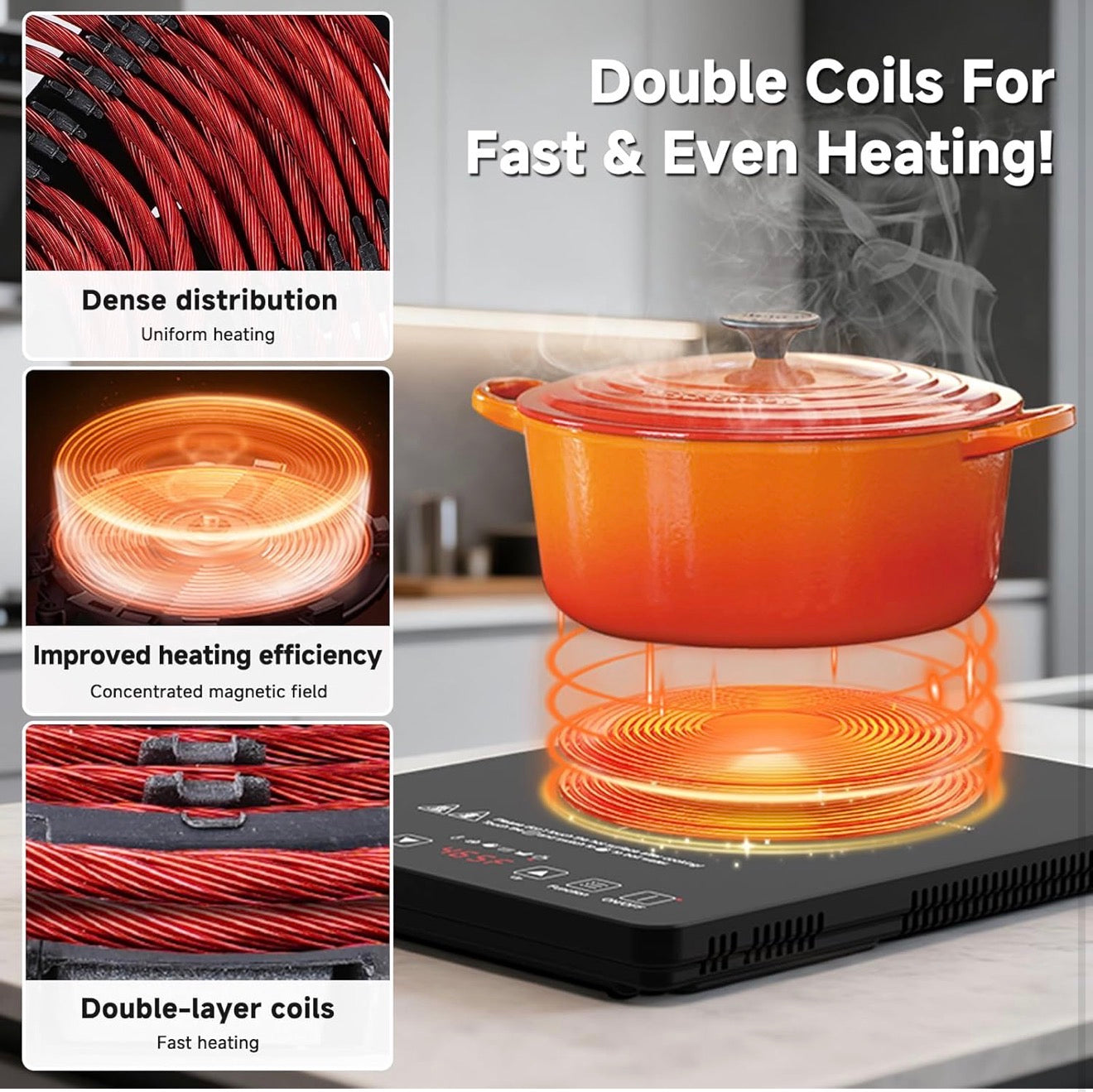 Cocina de Inducción Portátil AMZCHEF – Eléctrica, Rápida y Segura
