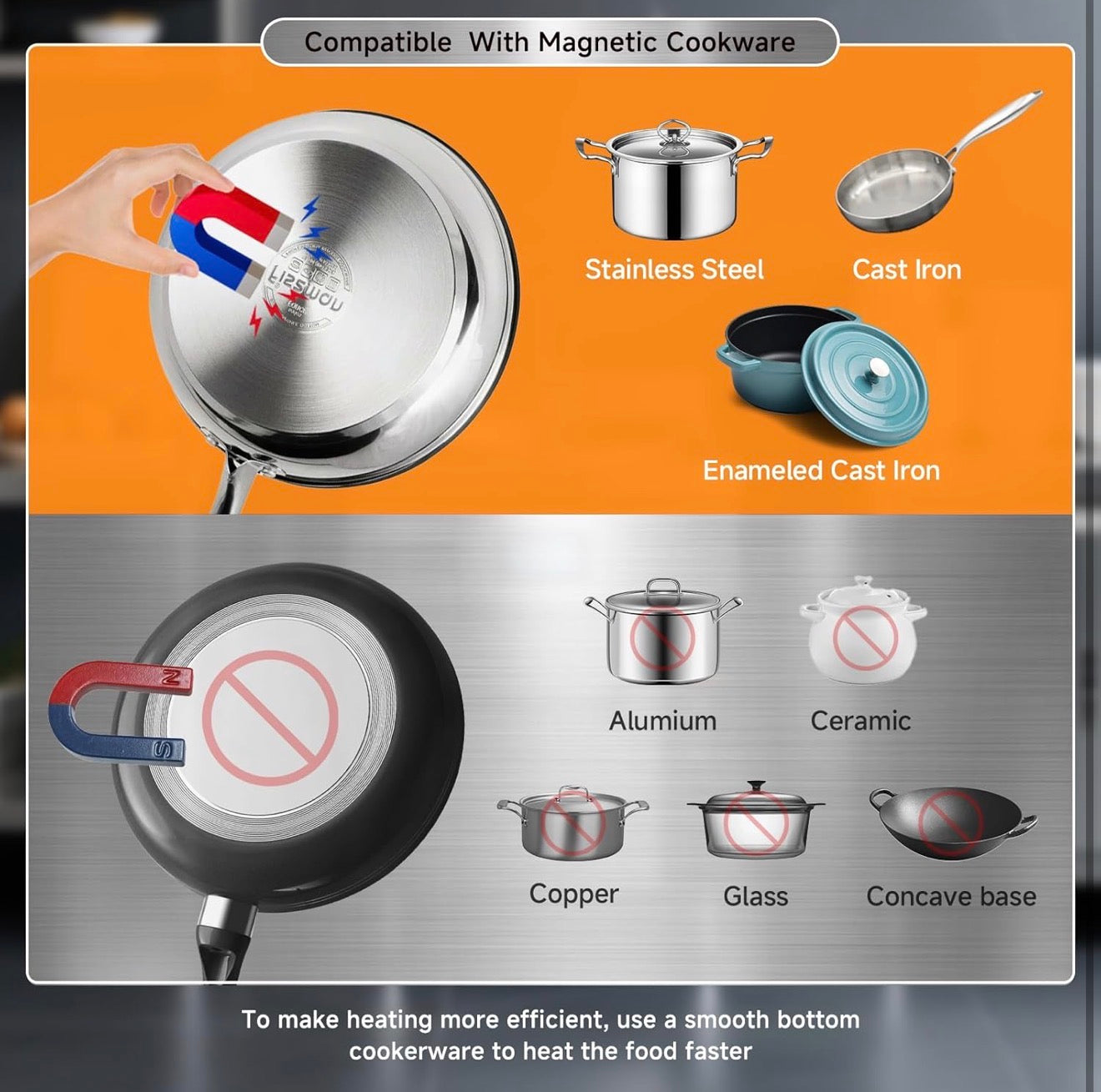 Cocina de Inducción Portátil AMZCHEF – Eléctrica, Rápida y Segura