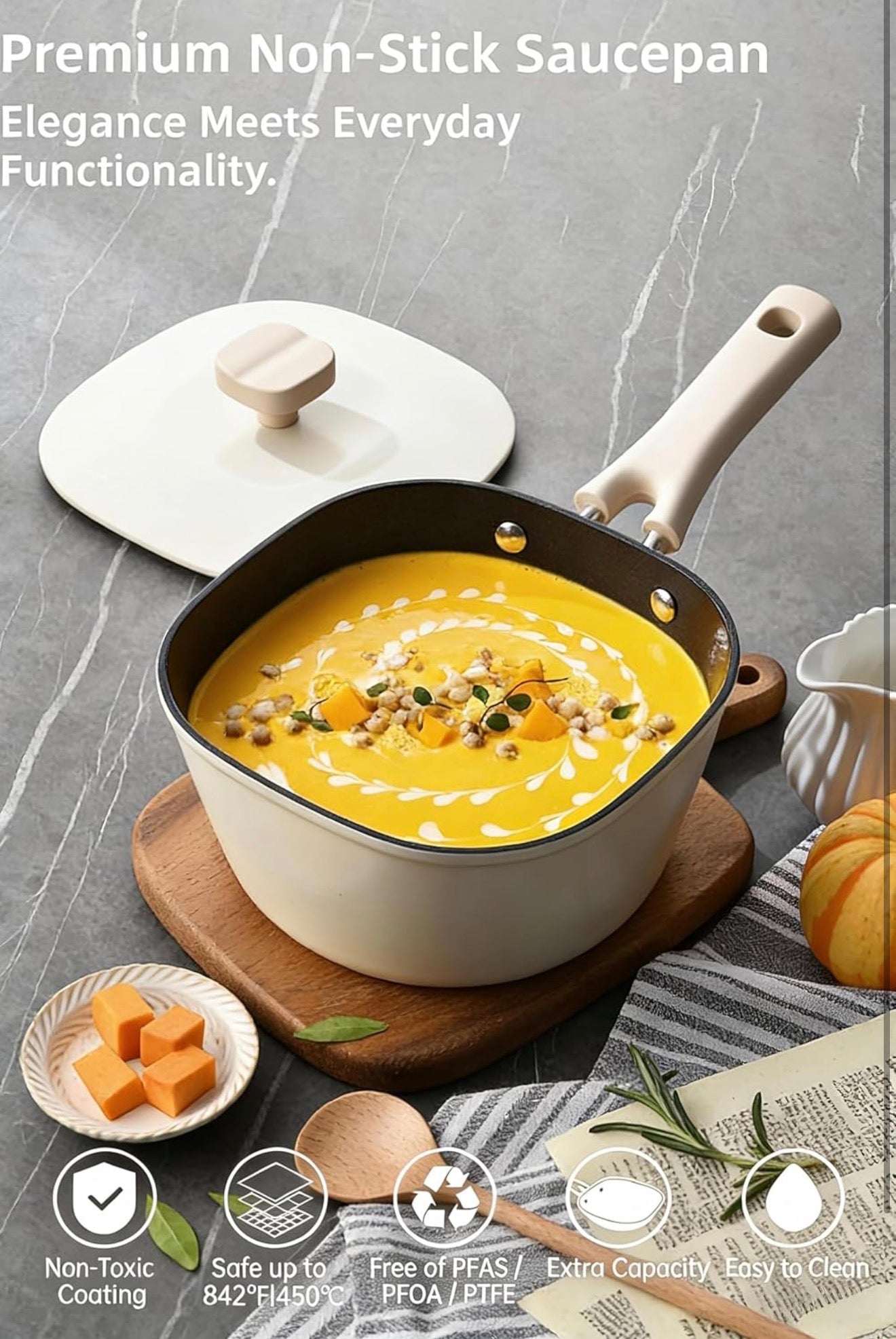 Olla Premium Antiadherente con Tapa – Cocina Rápido, Limpio y con Estilo