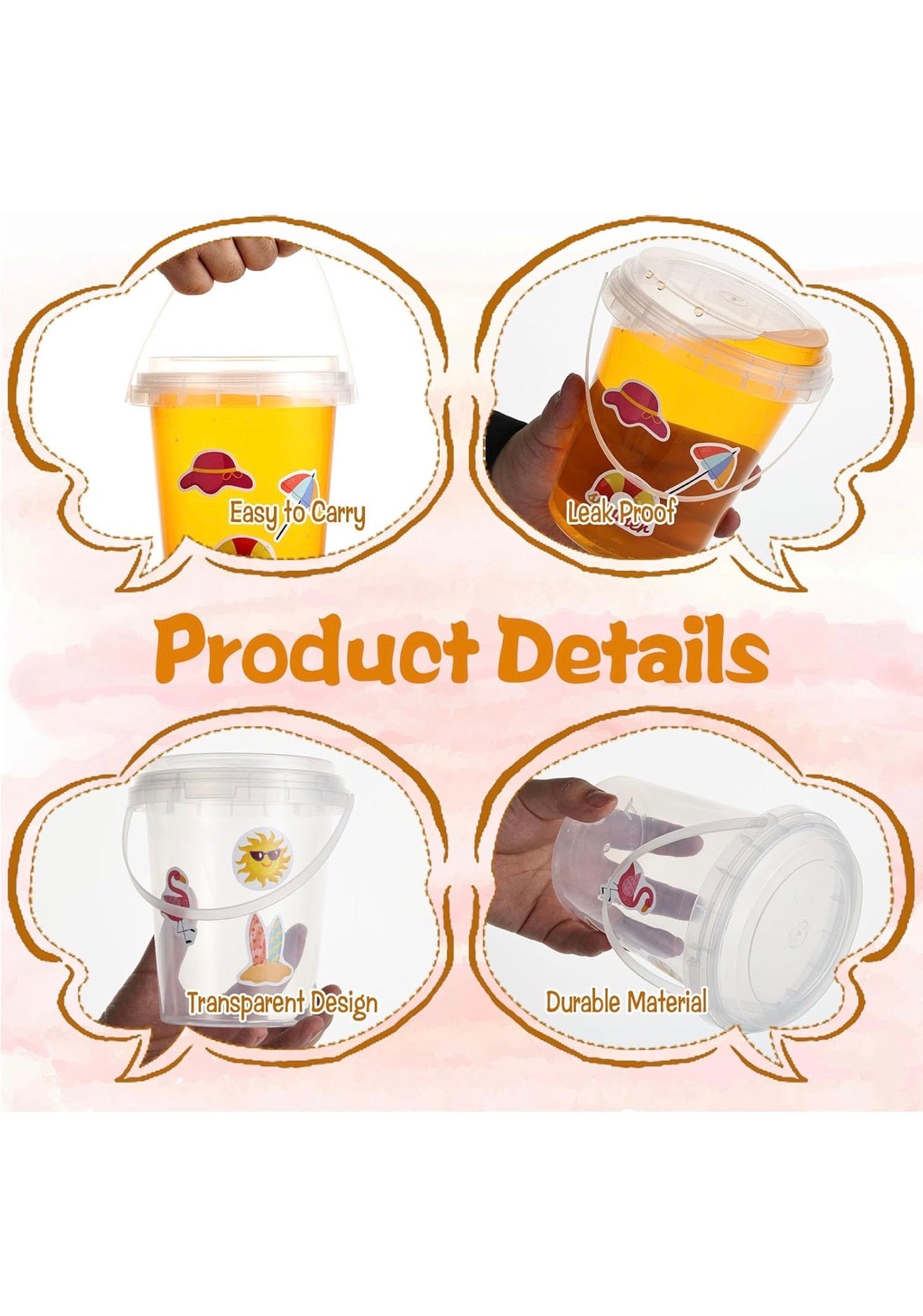 Kit de Vasos para Fiesta 15 Piezas 1L con Tapa, Pitillo y Stickers – Ideal para Cumpleaños, Piscina y Eventos