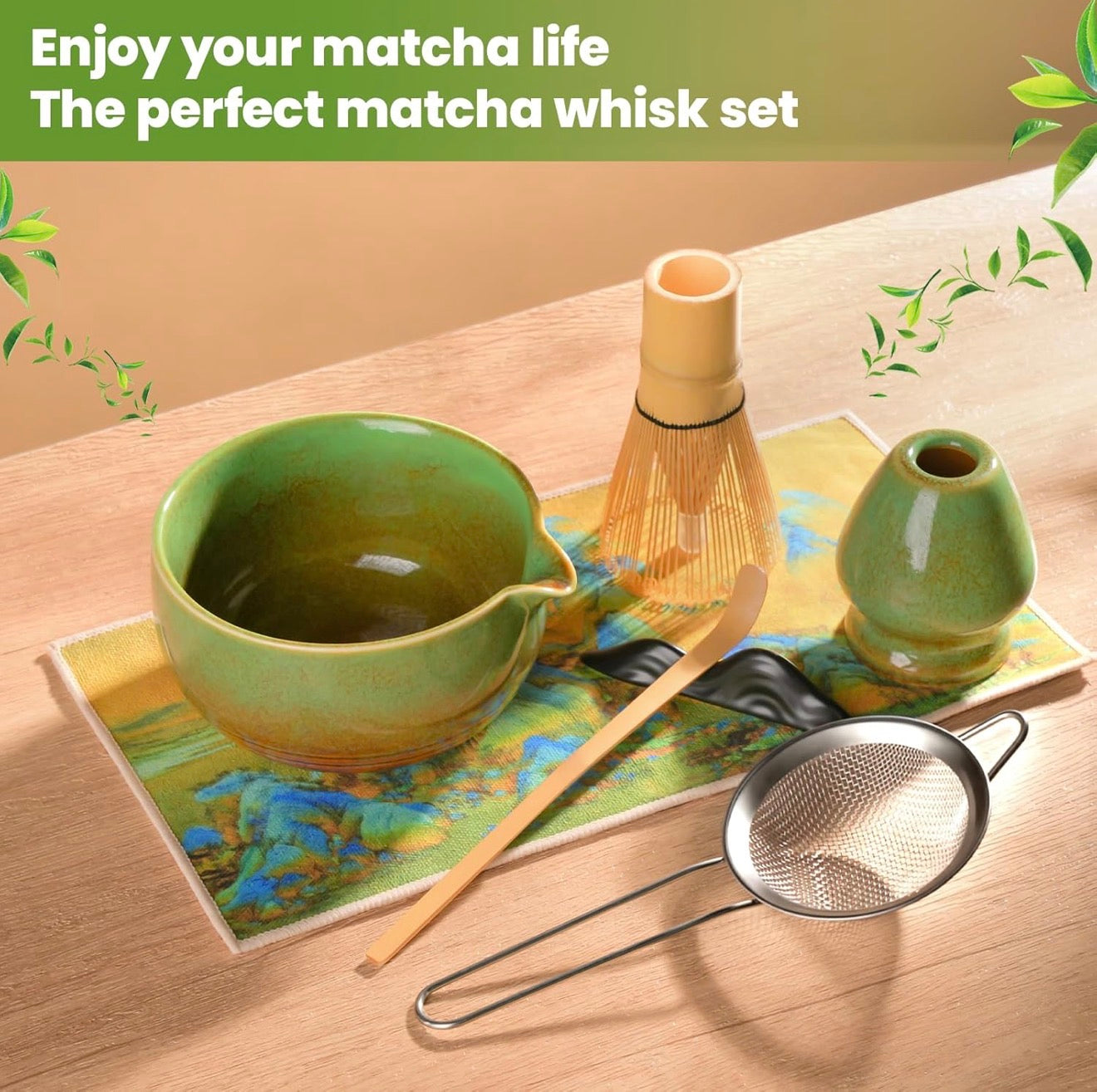 Kit Matcha Premium 7 Piezas – Ritual Japonés Antiestrés en Casa 🍵