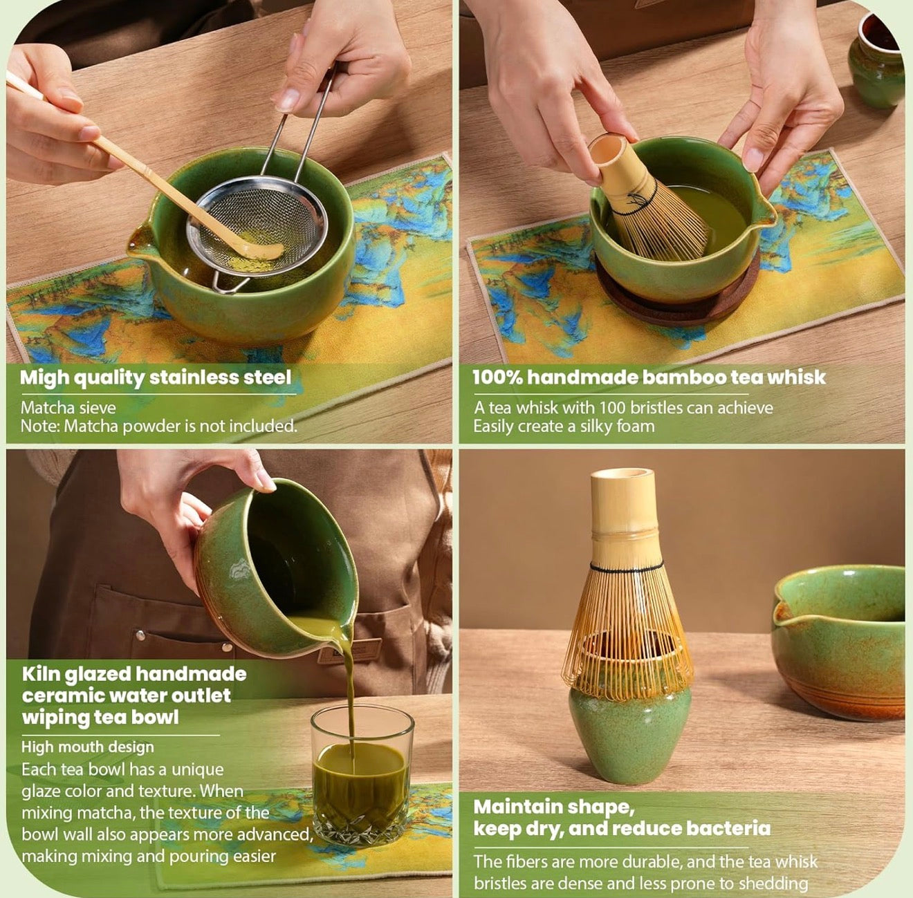 Kit Matcha Premium 7 Piezas – Ritual Japonés Antiestrés en Casa 🍵