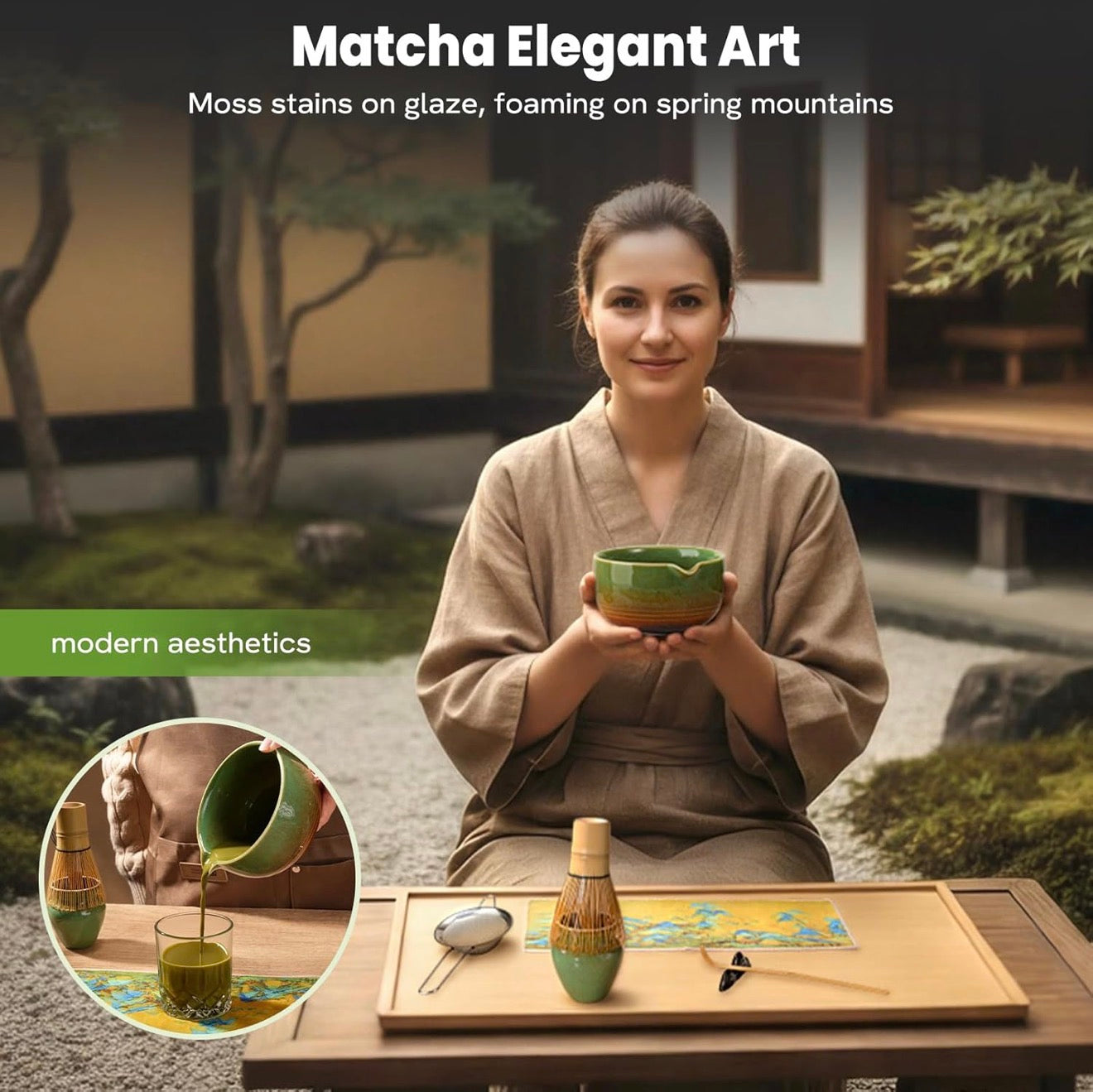 Kit Matcha Premium 7 Piezas – Ritual Japonés Antiestrés en Casa 🍵