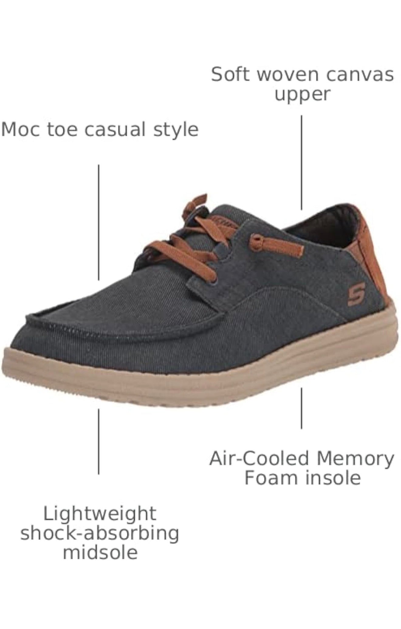 Zapatos Skechers Hombre Originales Casual Cómodos – Estilo Moc Toe Antideslizante