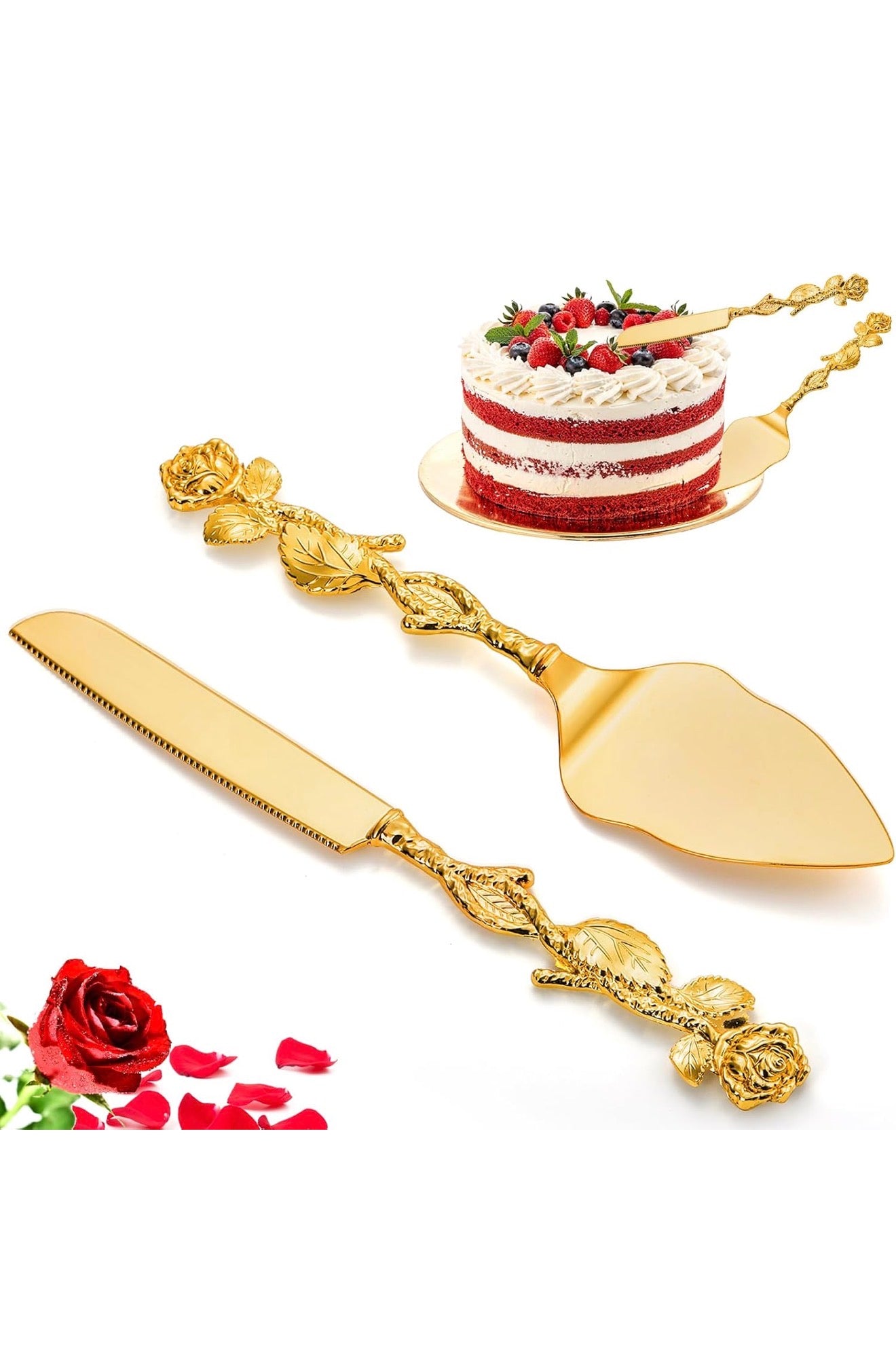 Set Corte de Torta de Boda Dorado – Elegancia Premium para Momentos Especiales ✨