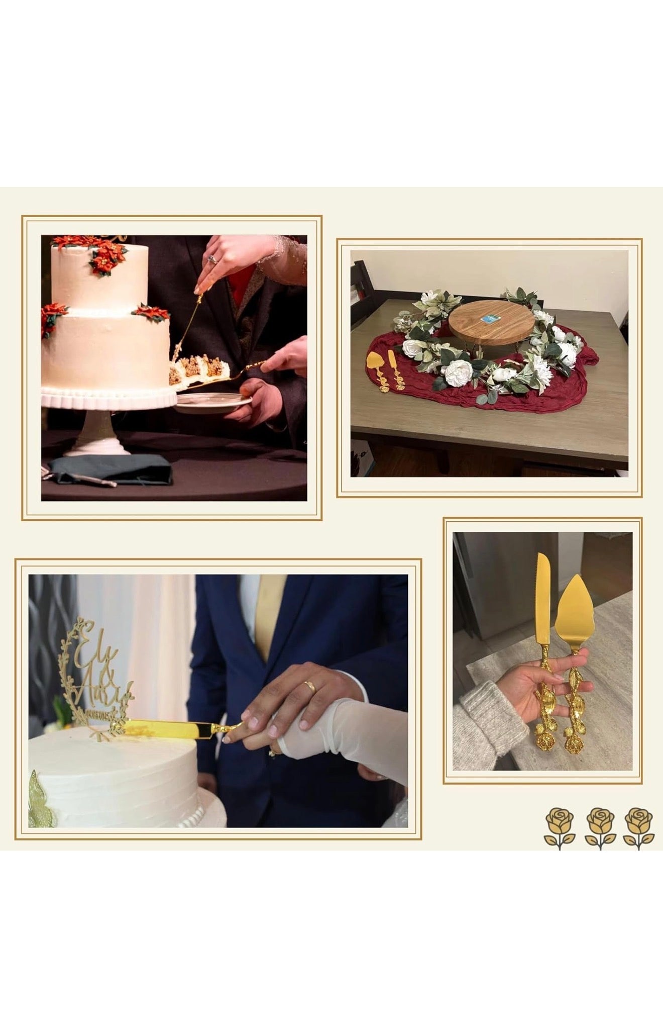Set Corte de Torta de Boda Dorado – Elegancia Premium para Momentos Especiales ✨
