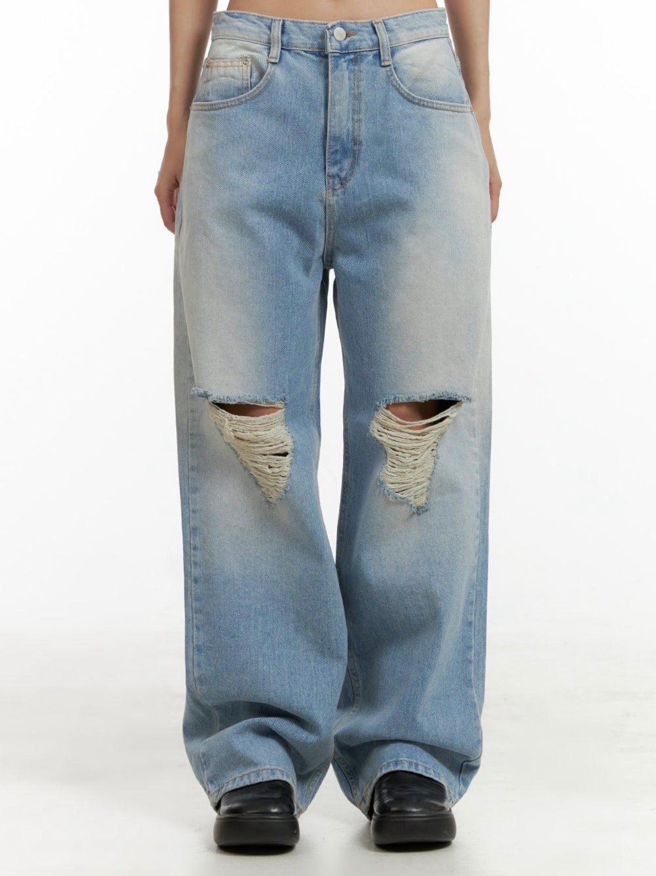 Jean Baggy Aéropostale Kids Light Wash Ripped Low Rise Talla 14S