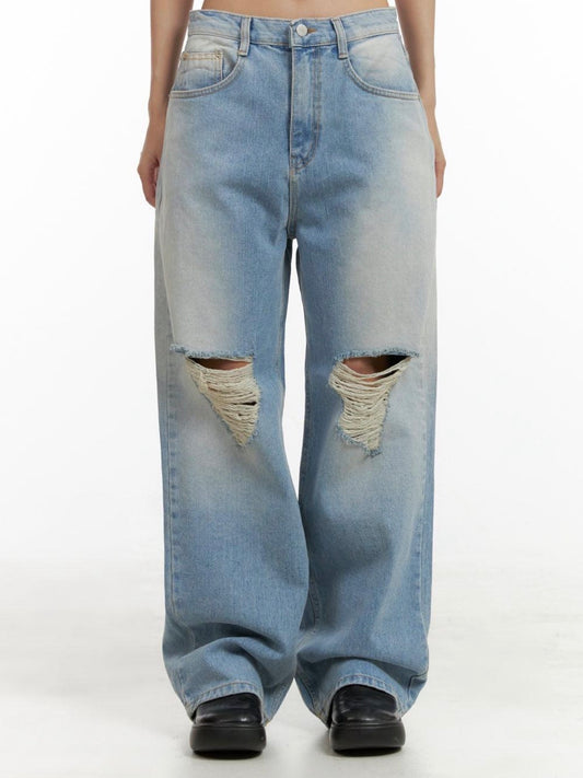 Jean Baggy Aéropostale Kids Light Wash Ripped Low Rise Talla 14S