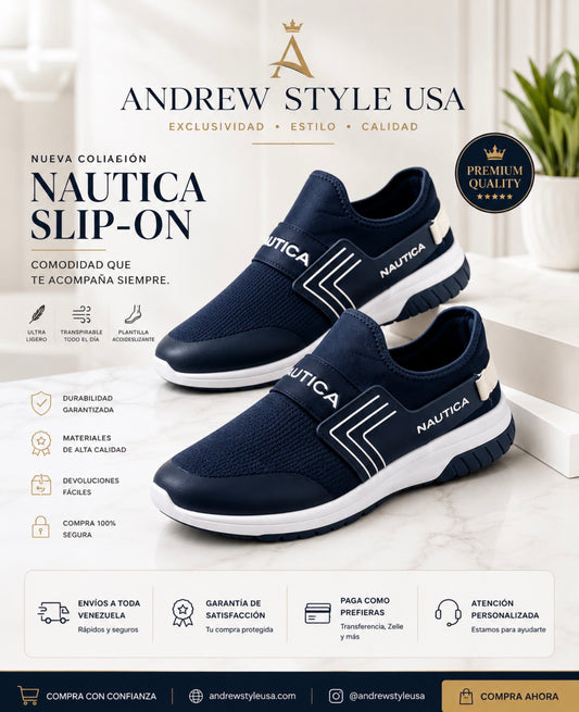 Nautica Slip-On Azul Marino Hombre | Ligero, Cómodo y Transpirable Talla 10