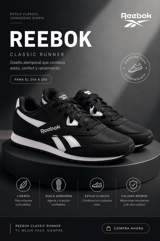 Reebok Royal Classic Jogger Negro Blanco | Tenis Deportivos Originales Talla 6