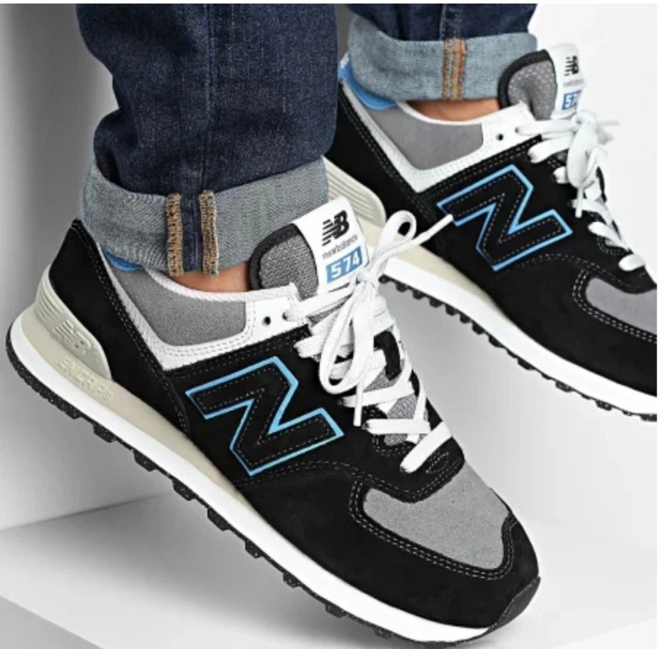 New Balance 574 U574QRB  unisex| Negro Gris Azul | Original