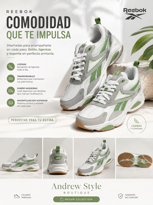 Zapatos Deportivos Reebok Royal Bridge 4 Mujer Blancos con Verde | Ultra Cómodos