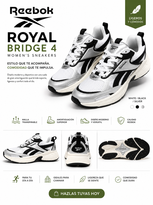 Zapatos Deportivos Reebok Charge Run Mujer Blanco/Plateado/Negro | Ultra Cómodos