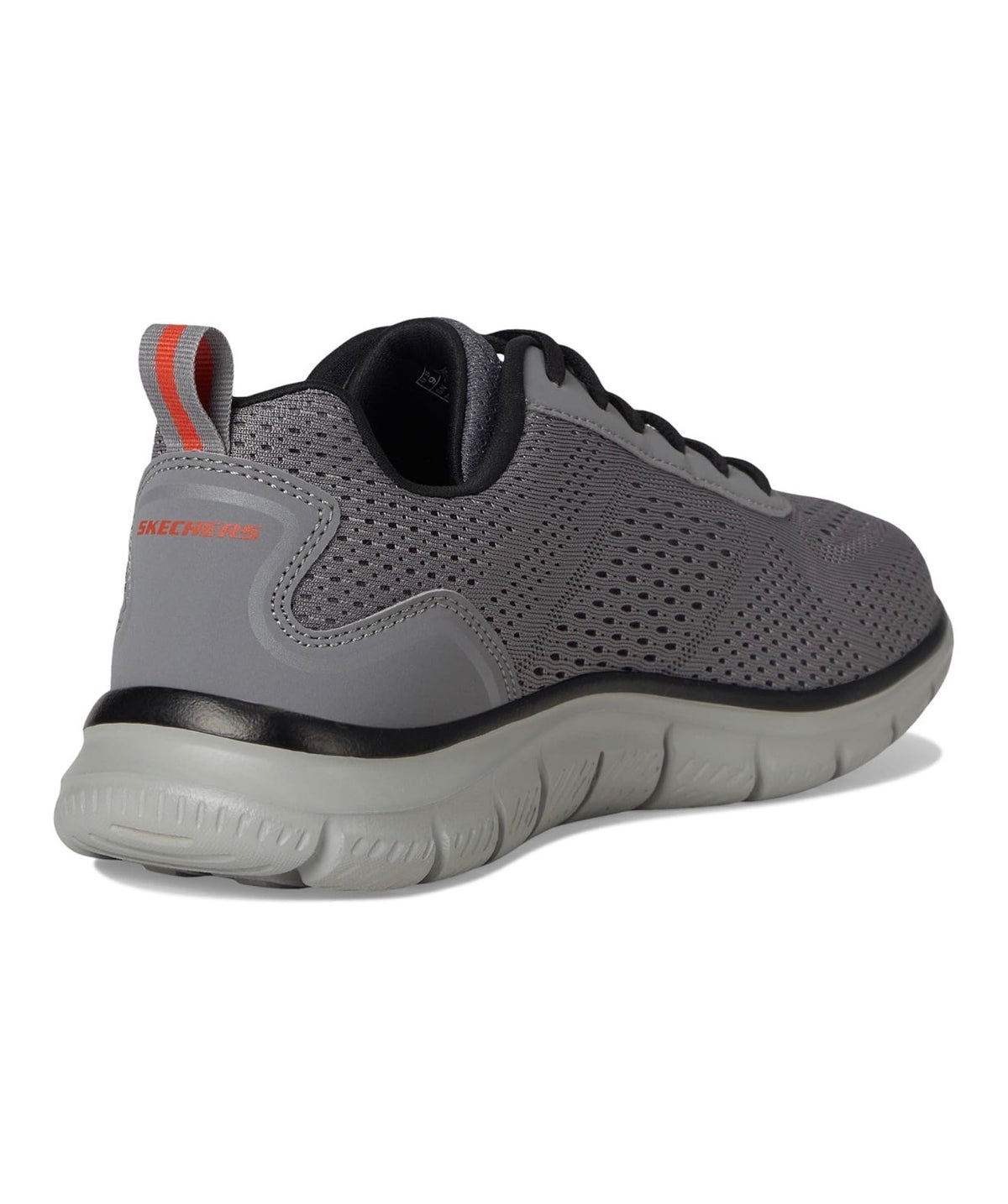 Skechers Track Leshur Hombre – Memory Foam | Gris Carbón/Naranja - Talla 9