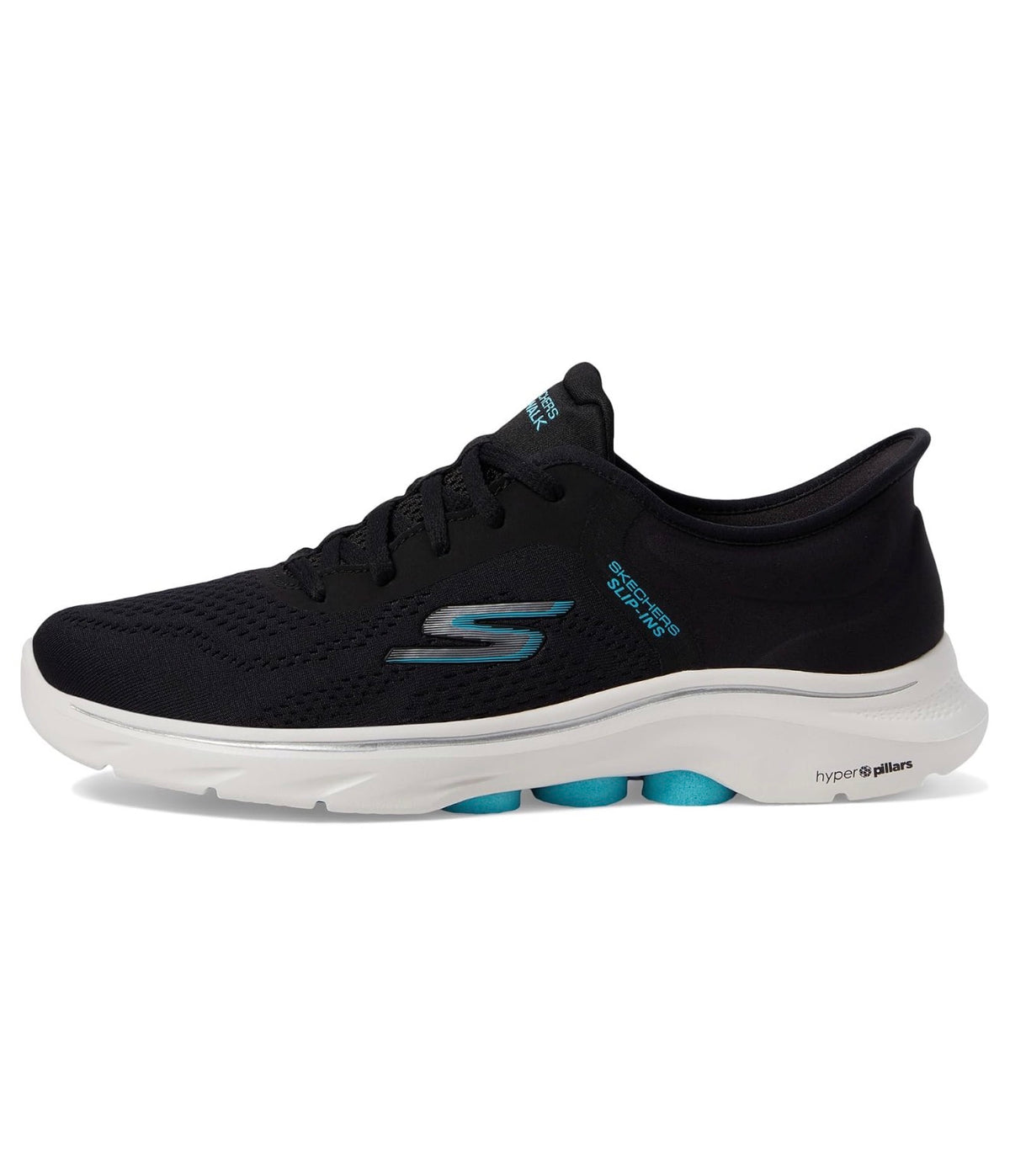 Skechers GO WALK 7 Valin Mujer – Hands Free Slip-ins Black/Aqua - Talla 6