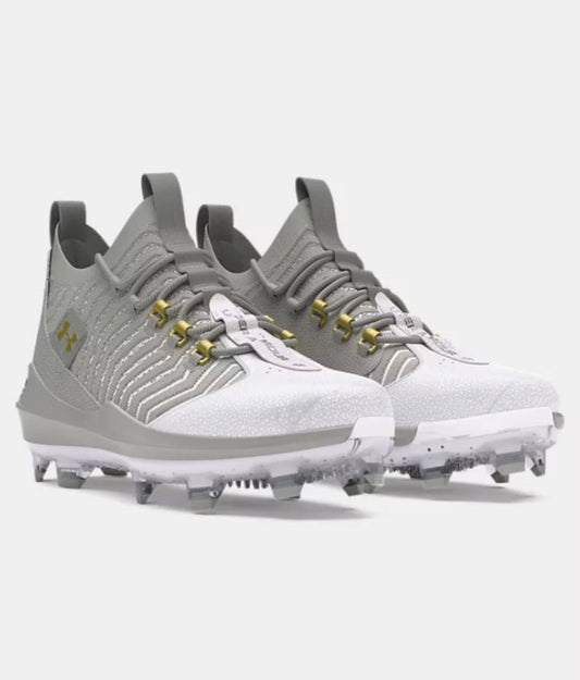 Under Armour Harper 9 Pro TPU Hombre – Tacos de Béisbol Blanco/Gris - Talla 8